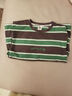 左西男童短袖T恤兒童夏季2026新款男孩條紋半袖大童上衣潮 綠色條 130 曬單實(shí)拍圖