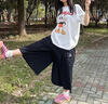駱駝（CAMEL）冰感防曬闊腿女褲休閑工裝速干七分褲 C25BAY6051，幻影黑，女 L 曬單實(shí)拍圖