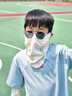 KKN兒童夏季冰絲防曬面罩遮陽(yáng)護(hù)頸沙漠防風(fēng)沙網(wǎng)孔透氣不遮眼防紫外線 向陽(yáng)葵黃（面罩） 均碼（適合頭圍48-55cm） 曬單實(shí)拍圖