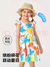 史努比（SNOOPY）童裝女童連衣裙兒童裙子女孩寶寶飛袖中長裙夏季 花卉小飛袖紅色 曬單實拍圖