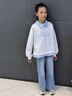 貝孩趣女童衛(wèi)衣牛仔褲套裝秋季新款兒童POLO衫上衣兩件套女孩闊腿褲童裝 灰色(上衣+褲子) 150 碼(建議身高135-145厘米) 曬單實拍圖