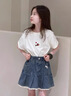 G.DUCKKIDS2025新款夏季甜美蕾絲邊牛仔半身裙女童百搭時(shí)尚短裙公主裙 牛仔半身裙 120 cm 曬單實(shí)拍圖