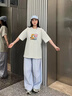 JAVC美式工裝褲子女春夏季新款復(fù)古褶皺條紋闊腿褲ins休閑運動彎刀褲 藍色 M 建議 110-125斤 曬單實拍圖
