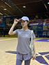 百思絨專業(yè)跑步速干運動套裝女瑜伽服寬松高彈力透氣時尚網(wǎng)紅爬山訓練服 灰紫兩件套（黑褲） M 曬單實拍圖