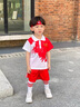 G.DUCKKIDS小黃鴨男女童套裝夏季六一兒童演出服中國風(fēng)幼兒園班服合唱舞蹈服 紅色 150 cm 曬單實(shí)拍圖