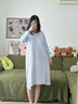 NEIYIN睡裙女士帶胸墊睡衣長(cháng)袖可外穿2025年新款家居服秋冬季 水藍色 曬單實(shí)拍圖