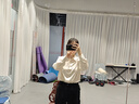 紅袖高級感輕奢減齡洋氣襯衫2025春季新款女裝通勤光澤感H型翻領(lǐng)上衣 灰藍415(預售9.20） M 曬單實(shí)拍圖