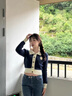 DGOV學(xué)院風(fēng)灰色短款針織開衫女秋季2025年新款法式翻領(lǐng)小個(gè)子毛衣外套 灰色 S 建議75-95斤 曬單實(shí)拍圖