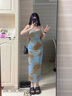 妙奕嘉吊帶連衣裙女裙子夏季2025新款女士長(cháng)裙純欲海邊沙灘裙度假包臀裙 海島色扎染吊帶連衣裙 L 【建議95-105斤】 曬單實(shí)拍圖