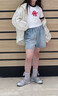 哈羅小黃鴨HAL.DUCK女童夏季短褲子中大女孩夏裝兒童休閑五分七分牛仔中褲潮洋氣8歲9 淺藍色 120 cm 曬單實拍圖