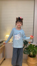 真維斯女童長(cháng)袖t恤兒童秋衣純棉打底衫2025新款衣服女孩中小童秋季童裝 果綠 綠畫(huà)框貓+白 粉綠小狗 90 曬單實(shí)拍圖