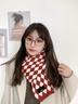 CharisKitty本命年小c&k紅色圍巾女生韓系氛圍感針織毛線加厚圍脖男生日禮物 CK圍巾-菱形格紅色【禮盒包裝】 曬單實(shí)拍圖