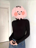 貓人半高領(lǐng)打底衫女雙面德絨0聚酯黑色秋冬2025新品加絨加厚內搭上衣 曬單實(shí)拍圖