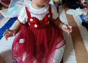 優(yōu)奇嬰兒衣服女寶寶夏季超薄短袖連體衣裙女童百天紅色喜慶周歲禮服裙 曬單實(shí)拍圖