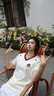 LDBE正肩撞色V領(lǐng)短袖T恤女夏季美式復(fù)古學(xué)院風(fēng)微寬松設(shè)計(jì)感刺繡上衣潮 杏色 XL 【125-135斤】 曬單實(shí)拍圖