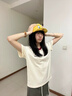 LDBE正肩撞色V領(lǐng)短袖T恤女夏季美式復(fù)古學(xué)院風(fēng)微寬松設(shè)計(jì)感刺繡上衣潮 杏色 S 【95斤以內(nèi)】 曬單實(shí)拍圖