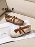 百麗（Belle）博主同款扣帶時裝瑪麗珍鞋女2025春新優(yōu)雅鞋D3Z1DAQ5 米白 36 (230mm) 曬單實(shí)拍圖