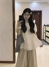 婧麒（JOYNCLEON）孕婦褲子夏款外穿低腰直筒褲闊腿褲孕期孕婦裝 杏 XL Jyk176498 曬單實拍圖