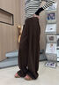 棠暖棕色毛呢闊腿褲女春秋季2025新款醋酸秋冬松弛感彎刀褲休閑長褲子 咖色 S 80-100斤 曬單實拍圖