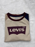 LEVI'S李維斯童裝兒童長(cháng)袖T男女童秋季鴛鴦撞色棉T恤上衣 焦糖布丁白 曬單實(shí)拍圖