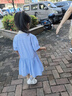 左西女童連衣裙純棉襯衫裙兒童娃娃裙夏2025新款女孩公主裙 藍(lán)色 120 曬單實拍圖