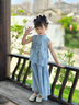 DOMIAMIAKIDS漢服兒童古風(fēng)套裝夏季唐裝表演出服寶寶周歲禮服中式男女童裝 新中式套裝女款 110 （100-110cm/32-40斤） 曬單實拍圖