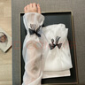 美倫玫蝴蝶結(jié)冰絲防曬袖套女夏季護(hù)手臂手袖防強光寬松喇叭袖超仙冰袖 白色珠光紗袖套 均碼 曬單實拍圖