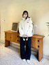 鴨鴨（YAYA）時空道宇連帽羽絨服女三防保暖2025冬季新款韓版寬松泡芙面包服 月光白色 M 曬單實拍圖