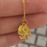 中國黃金（CHINA GOLD）足金5D硬金玫瑰之戀黃金吊墜送女友老婆七夕節(jié)情人節(jié)禮物 金重約0.6g【七夕禮盒】（贈金色銀鏈） 曬單實(shí)拍圖