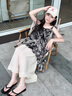 FIDQIOG國際品牌女童夏裝套裝2025新款女大童夏裝韓系吊帶上衣兒童度假休閑寬褲 套裝【吊帶+裙褲】 140 cm:建議身高130-140厘米 曬單實拍圖