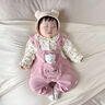 G·DUCK KIDS嬰兒連體衣服秋款女寶寶假兩件超萌可愛(ài)雙層春秋哈衣外邊爬服套裝 粉色【泰迪熊假兩件雙層】連體衣 80cm 曬單實(shí)拍圖
