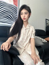 貓人睡衣女純棉新款夏季薄款短袖長袖三件套高級感家居服套裝 【親膚純棉三件套】顏色一 L 【建議100-120斤】 曬單實拍圖