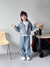 G.DUCKKIDS小黃鴨女童春季套裝兒童牛仔外套春款女孩大童牛仔闊腿褲兩件套 可燙鉆牛仔套裝 120 cm 曬單實(shí)拍圖
