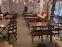 億家達(dá)工業(yè)風(fēng)鐵藝快餐桌椅組合商用酒館火鍋店長(zhǎng)方形餐廳燒烤店吃飯桌子 【1桌+牛角椅*4】X形腿160*60cm 曬單實(shí)拍圖
