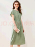 科蒙.博卡2024春夏桑蠶絲新款綠色溫柔風(fēng)連衣裙女短袖收腰真絲裙子 綠色 2XL 曬單實(shí)拍圖