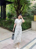 初蟬衣事新中式連衣裙女2025夏季透氣親膚國風(fēng)氣質(zhì)斜襟盤扣印花改良版旗袍 瓷玉蘭 S （現(xiàn)貨） 曬單實(shí)拍圖