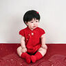 G.DUCKKIDS小黃鴨包屁衣嬰兒滿月衣服夏季周歲禮服女寶寶公主哈衣國(guó)風(fēng)連體衣 鈴鐺紅色 66cm 尺碼0-3個(gè)月6斤-12斤 曬單實(shí)拍圖