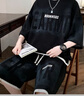 佐菲利冰絲短袖T恤套裝男夏季潮牌美式寬松休閑印花短袖短褲帥氣兩件套 曬單實拍圖