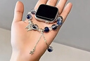 炫戴（XUANDAI）【小仙女手鏈】適用apple watch s9表帶星空蘋果手表s10表帶s8/s7手鏈iwatch串珠s6/se蝴蝶ultra 星球黑·冰裂爆珠蝴蝶手鏈 適用：iwatch【44 曬單實(shí)拍圖