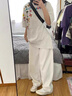 高級感白色牛仔褲男百搭直筒闊腿垂感褲子2025春秋情侶寬松休閑褲 白色 K3391  秋冬 L 體重 65-80kg 曬單實(shí)拍圖