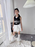 WVD女童夏日裙子套裝2025新款女孩大童夏季洋派半身裙兒童夏裝裙 套裝白上衣+黑裙子 套裝白上衣+ 120 CM 曬單實拍圖