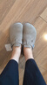 BIRKENSTOCK勃肯德國(guó)進(jìn)口女款牛皮絨面革時(shí)尚灰色Boston包頭拖鞋 石灰色窄版1027751 37 曬單實(shí)拍圖
