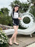 女童泳衣夏2026新款中大童5-15歲游泳專(zhuān)用分體泳裝女孩長(cháng)袖游泳衣 黑白拼色 150 【帶胸墊防止尷尬】 曬單實(shí)拍圖