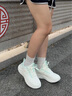 安踏（ANTA）女鞋運(yùn)動(dòng)鞋子女秋季漫步減震回彈跑步鞋皮面耐磨舒適百搭休閑鞋 象牙白/泡沫綠 （皮面） 38 曬單實(shí)拍圖