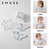 嫚熙（EMXEE）嬰兒口水巾寶寶紗布圍嘴純棉薄款圍兜可旋轉按扣【禮盒裝 3條】 海底空間+森林秘境+出游鴨 曬單實(shí)拍圖