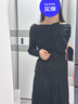 圣保美一字肩黑色針織連衣裙女裝秋冬季2025新款赫本風(fēng)氣質(zhì)內(nèi)搭長裙套裝 黑色套裝 XL 碼 曬單實(shí)拍圖