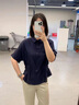 意枕上真絲襯衫上衣女短袖夏新款時(shí)尚百搭顯瘦桑蠶絲遮肚T恤 深藍(lán)色 3XL  適合130-140斤 曬單實(shí)拍圖