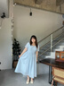 獨束大碼女裝【海鹽白沙】多彩紐扣連衣裙夏季新款氣質(zhì)優(yōu)雅長(cháng)裙 空氣藍 2XL （尺碼：4） 曬單實(shí)拍圖
