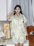貓人冰絲涼感睡衣女士夏季帶胸墊短袖三件套裝可外穿夏天睡褲家居服 優(yōu)雅紫 【冰絲涼感】 L 【155-165cm/約100-115斤】 曬單實拍圖