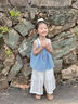 G.DUCKKIDS小黃鴨童裝女童夏裝假兩件無袖套裝兒童韓系背心女孩夏天闊腿褲 藍(lán)色 【實體專柜 商場品質(zhì)】 120 (建議105-115cm 4-5.2周歲) 曬單實拍圖
